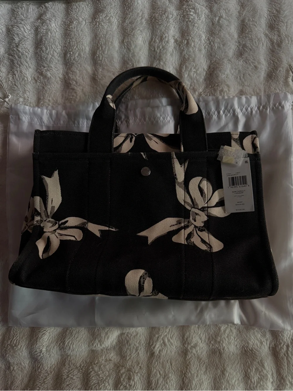 Coach Black & Cream Floral Logo Canvas Tote
